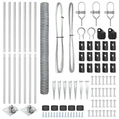 Zaun mit Pfosten Silber 1,5 x 10 m PVC-beschichteter Stahl