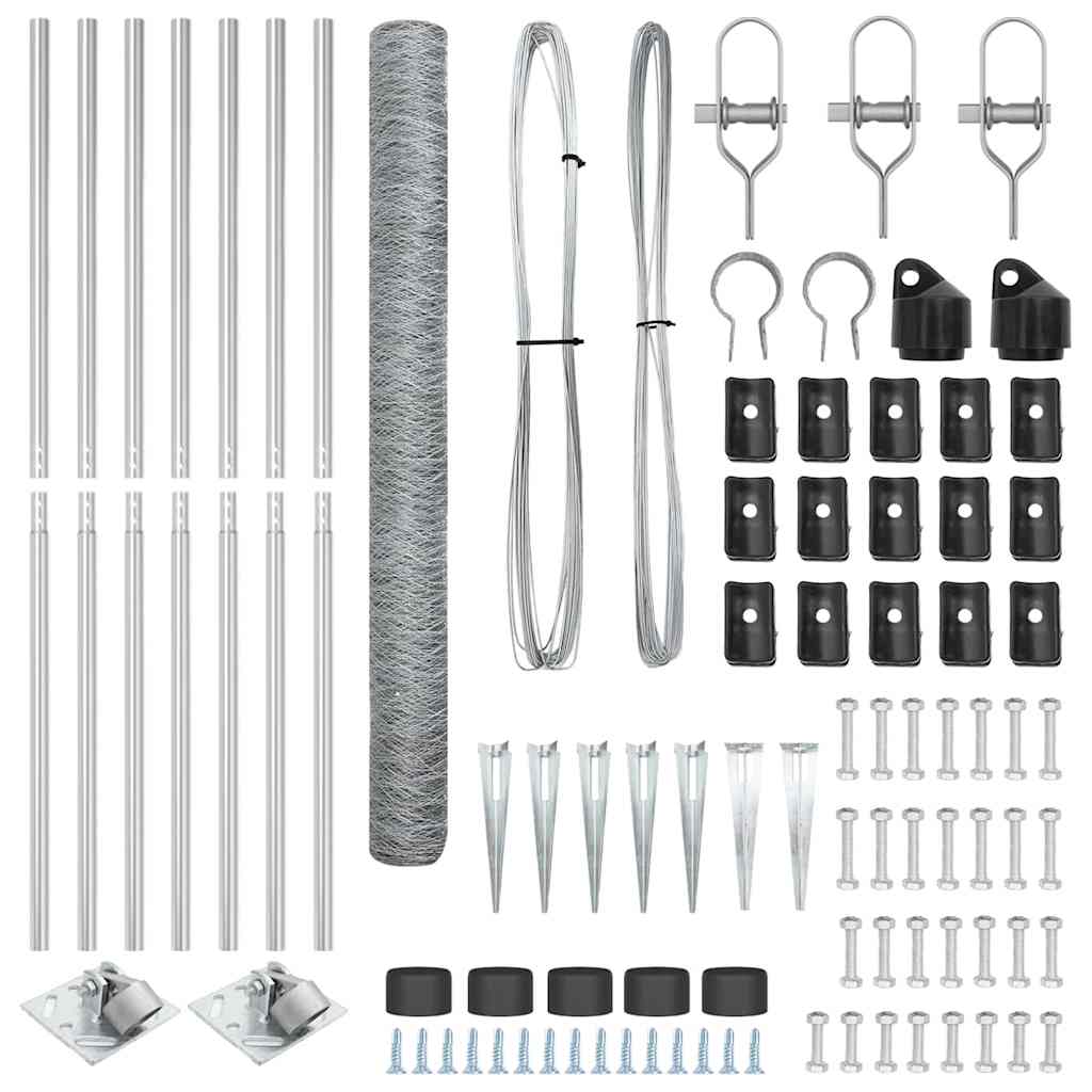 Zaun mit Pfosten Silber 1,6 x 10 m PVC-beschichteter Stahl