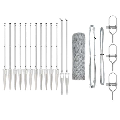 Zaun mit Pfosten Silber 0,5 x 25 m PVC-beschichteter Stahl