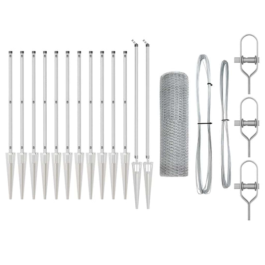 Zaun mit Pfosten Silber 0,5 x 25 m PVC-beschichteter Stahl