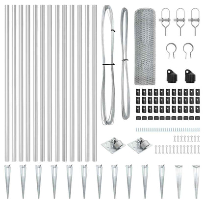 Zaun mit Pfosten Silber 0,5 x 25 m PVC-beschichteter Stahl