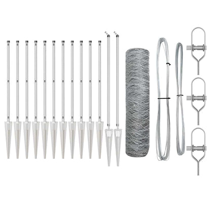 Zaun mit Pfosten Silber 0,6 x 25 m PVC-beschichteter Stahl