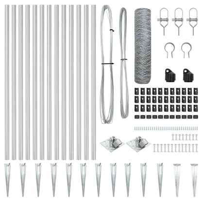 Zaun mit Pfosten Silber 0,6 x 25 m PVC-beschichteter Stahl