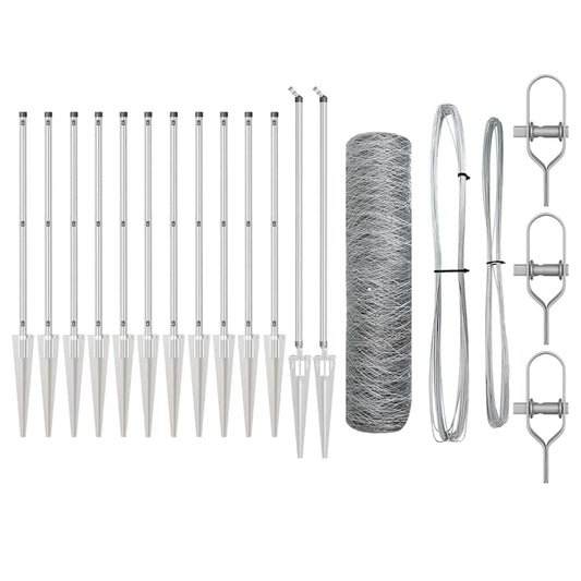 Zaun mit Pfosten Silber 0,8 x 25 m PVC-beschichteter Stahl
