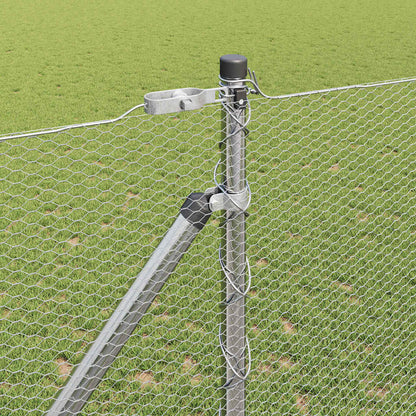 Zaun mit Pfosten Silber 1,2 x 25 m PVC-beschichteter Stahl