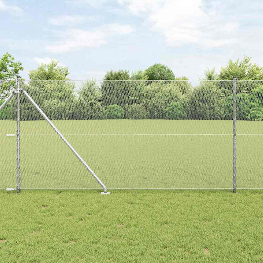 Zaun mit Pfosten Silber 1.2 x 25 m PVC-beschichteter Stahl