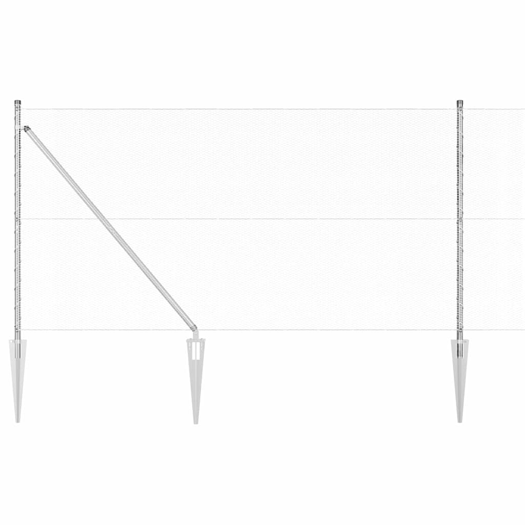 Zaun mit Pfosten Silber 1.2 x 25 m PVC-beschichteter Stahl