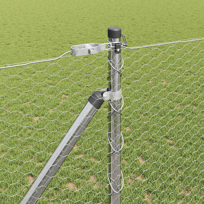 Zaun mit Pfosten Silber 1,2 x 25 m PVC-beschichteter Stahl
