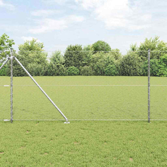 Zaun mit Pfosten Silber 1.2 x 25 m PVC-beschichteter Stahl