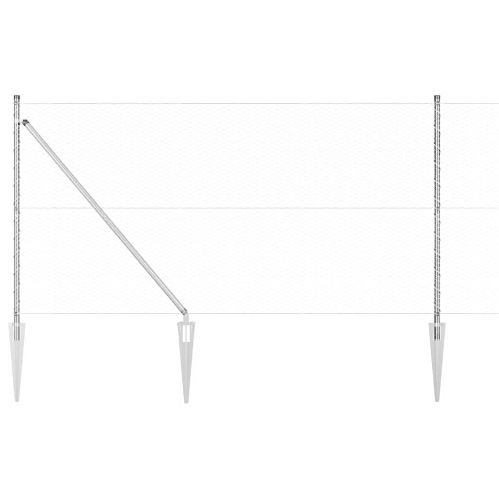 Zaun mit Pfosten Silber 1.2 x 25 m PVC-beschichteter Stahl