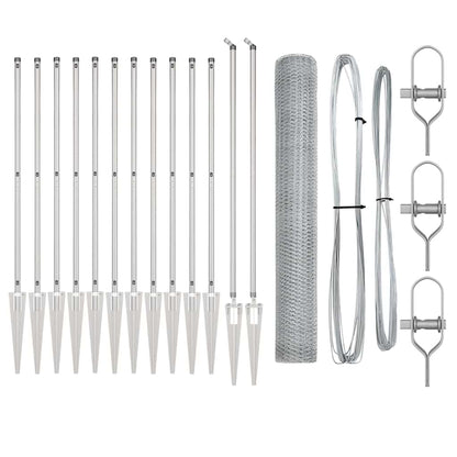 Zaun mit Pfosten Silber 1.2 x 25 m PVC-beschichteter Stahl