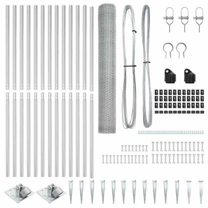 Zaun mit Pfosten Silber 1.2 x 25 m PVC-beschichteter Stahl