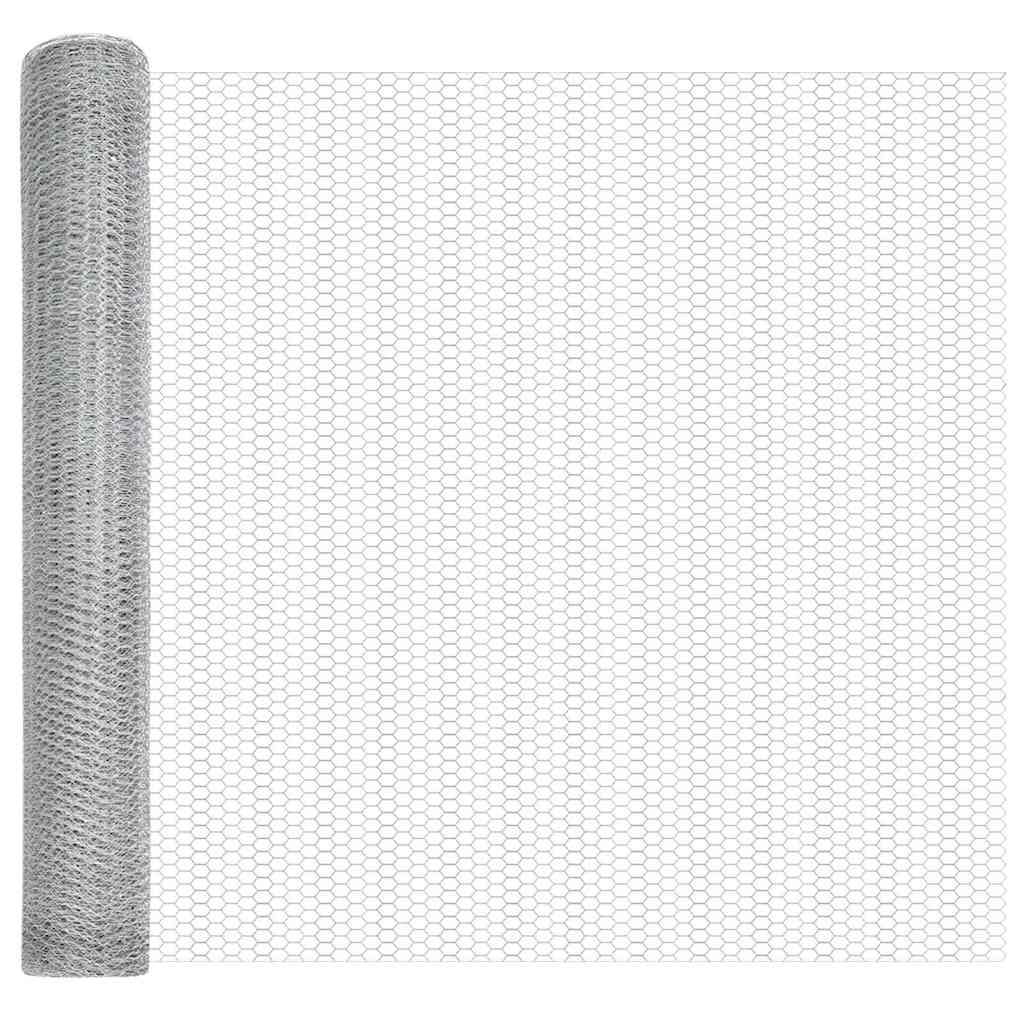 Zaun mit Pfosten Silber 1.2 x 25 m PVC-beschichteter Stahl