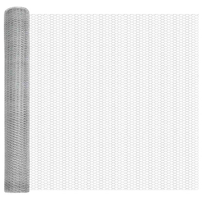 Zaun mit Pfosten Silber 1.2 x 25 m PVC-beschichteter Stahl