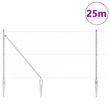 Zaun mit Pfosten Silber 1.2 x 25 m PVC-beschichteter Stahl