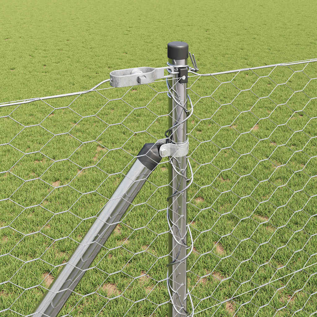 Zaun mit Pfosten Silber 1,2 x 25 m PVC-beschichteter Stahl
