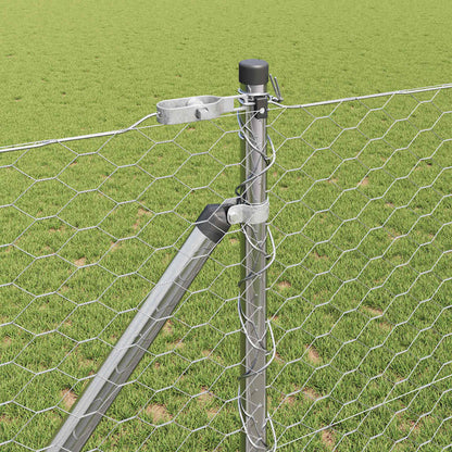 Zaun mit Pfosten Silber 1,2 x 25 m PVC-beschichteter Stahl
