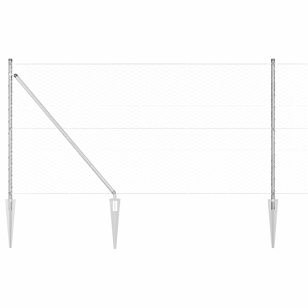Zaun mit Pfosten Silber 1.2 x 25 m PVC-beschichteter Stahl
