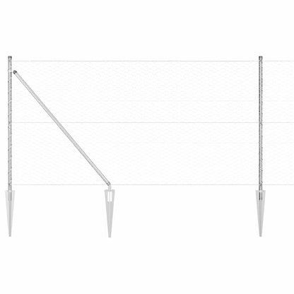 Zaun mit Pfosten Silber 1.2 x 25 m PVC-beschichteter Stahl