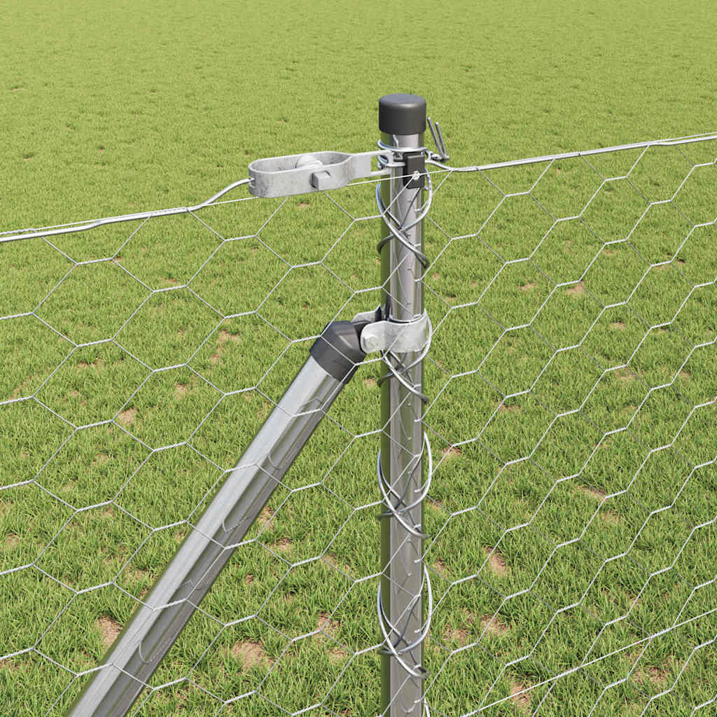 Zaun mit Pfosten Silber 1,2 x 25 m PVC-beschichteter Stahl