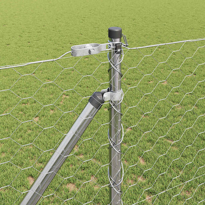 Zaun mit Pfosten Silber 1,2 x 25 m PVC-beschichteter Stahl