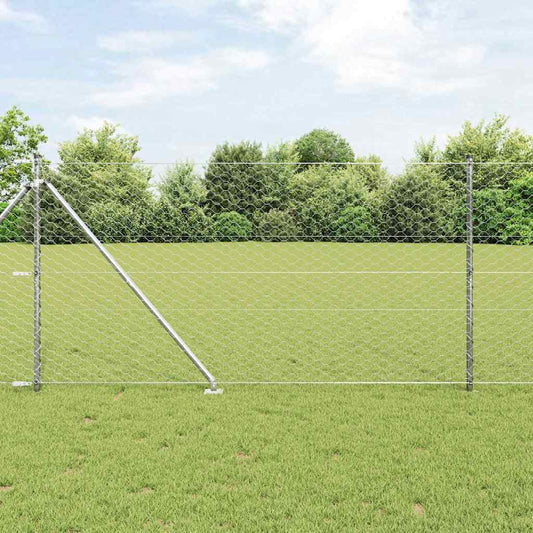 Zaun mit Pfosten Silber 1.2 x 25 m PVC-beschichteter Stahl