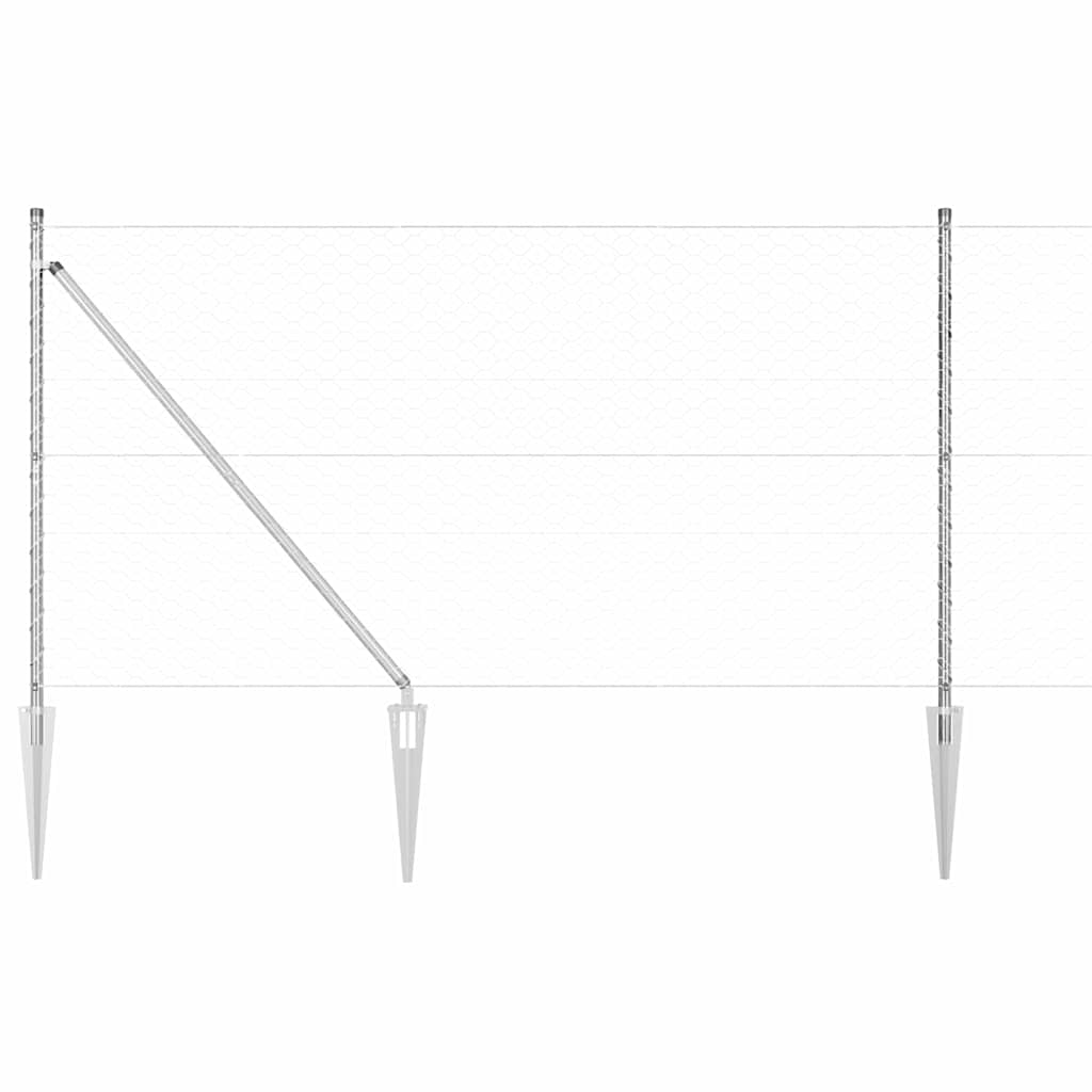 Zaun mit Pfosten Silber 1.2 x 25 m PVC-beschichteter Stahl