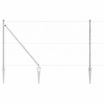 Zaun mit Pfosten Silber 1.2 x 25 m PVC-beschichteter Stahl