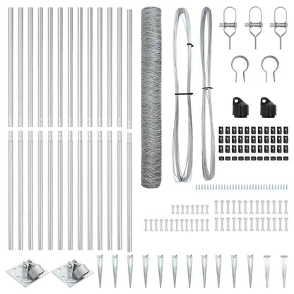 Zaun mit Pfosten Silber 1.2 x 25 m PVC-beschichteter Stahl