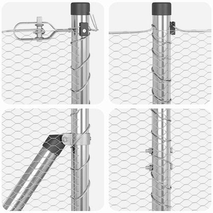 Zaun mit Pfosten Silber 1.5 x 25 m PVC-beschichteter Stahl