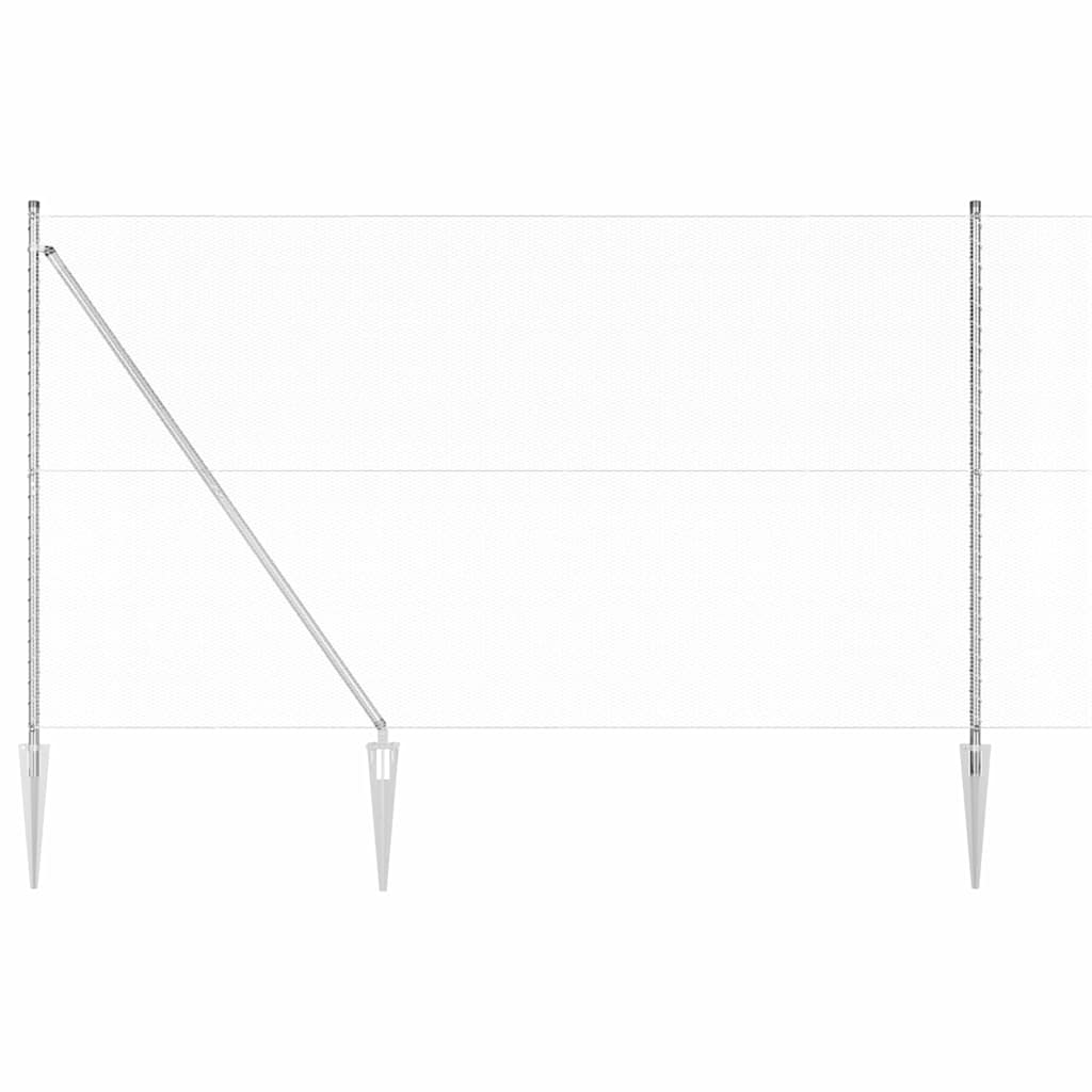 Zaun mit Pfosten Silber 1.5 x 25 m PVC-beschichteter Stahl