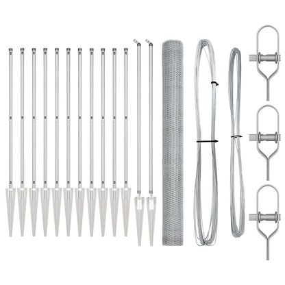 Zaun mit Pfosten Silber 1.5 x 25 m PVC-beschichteter Stahl