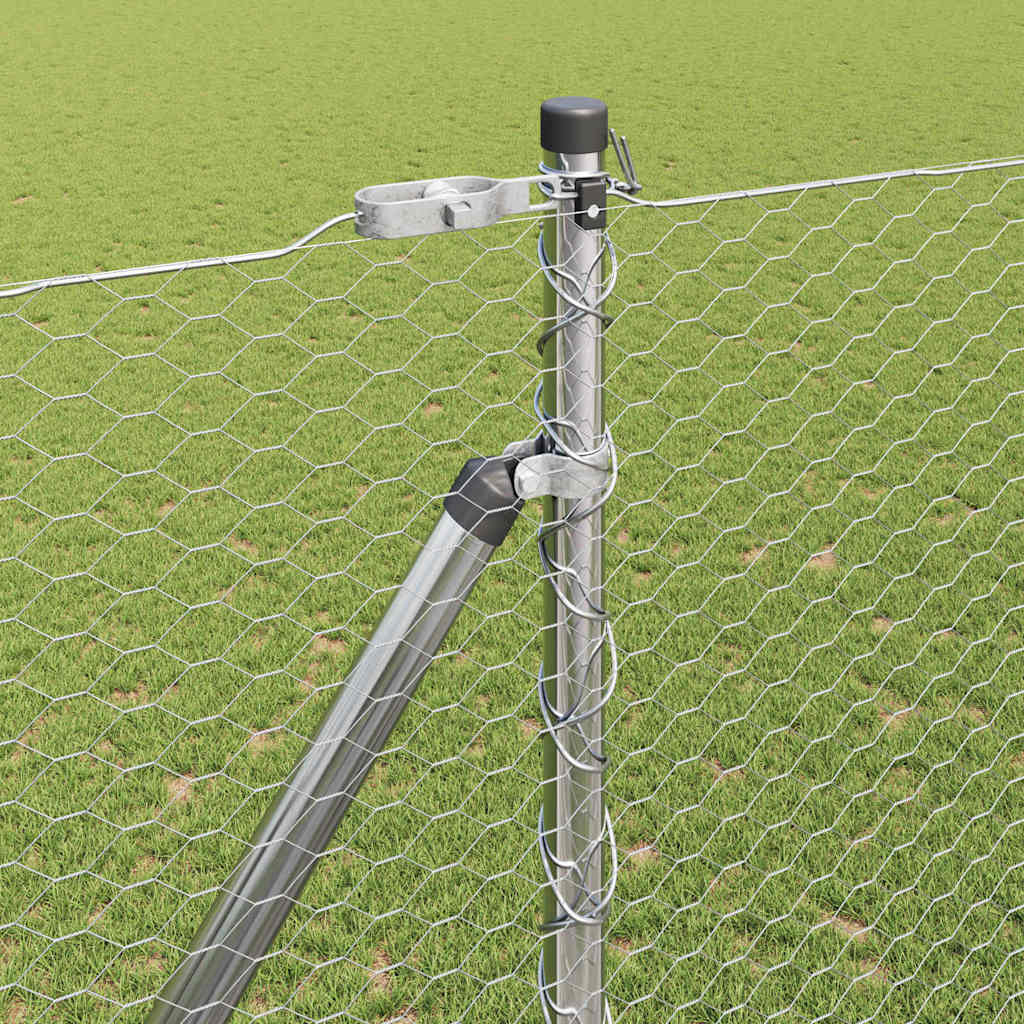 Zaun mit Pfosten Silber 1,5 x 25 m PVC-beschichteter Stahl