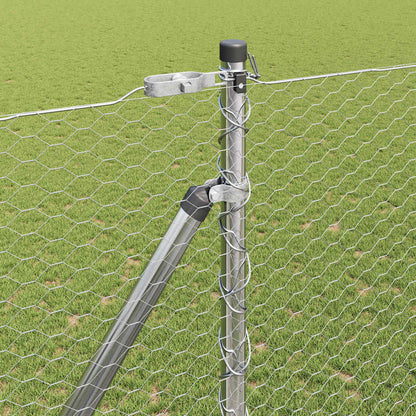 Zaun mit Pfosten Silber 1,5 x 25 m PVC-beschichteter Stahl