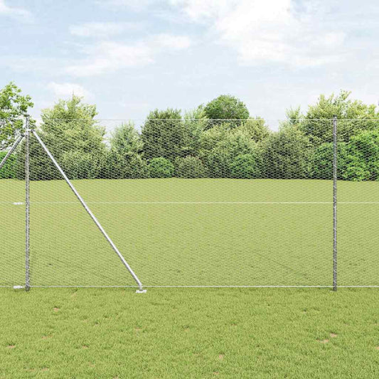 Zaun mit Pfosten Silber 1.5 x 25 m PVC-beschichteter Stahl