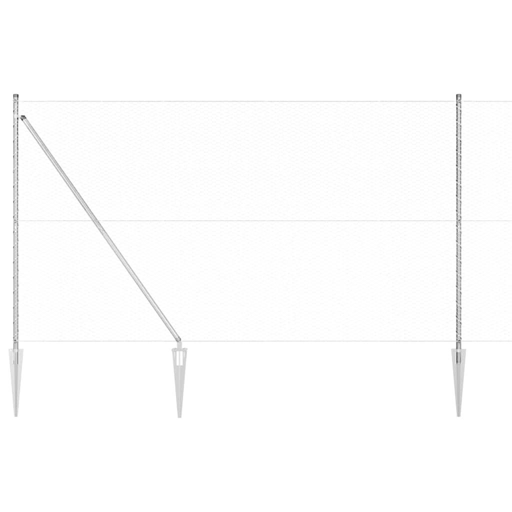 Zaun mit Pfosten Silber 1.5 x 25 m PVC-beschichteter Stahl