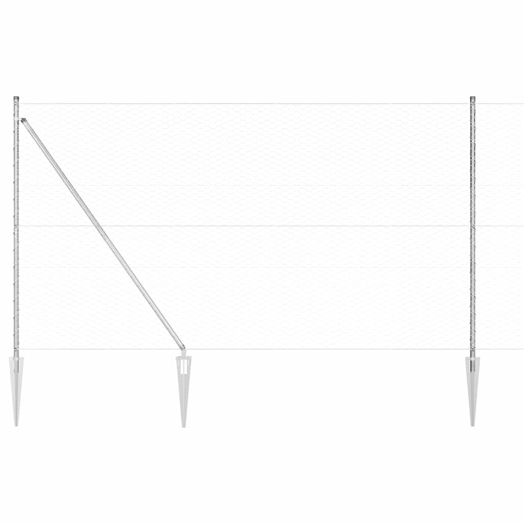 Zaun mit Pfosten Silber 1.5 x 25 m PVC-beschichteter Stahl