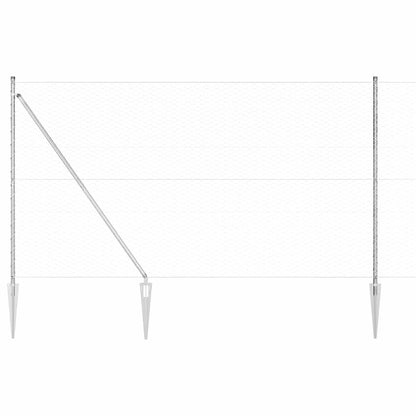 Zaun mit Pfosten Silber 1.5 x 25 m PVC-beschichteter Stahl