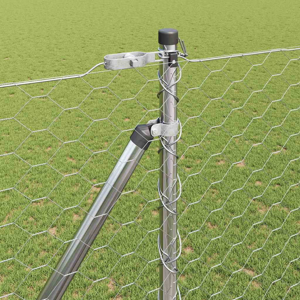 Zaun mit Pfosten Silber 1,5 x 25 m PVC-beschichteter Stahl