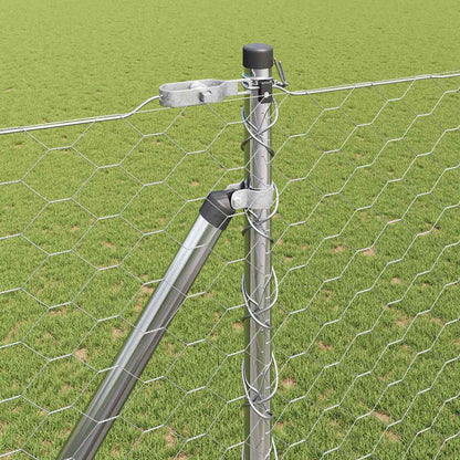 Zaun mit Pfosten Silber 1,5 x 25 m PVC-beschichteter Stahl