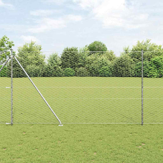 Zaun mit Pfosten Silber 1.5 x 25 m PVC-beschichteter Stahl