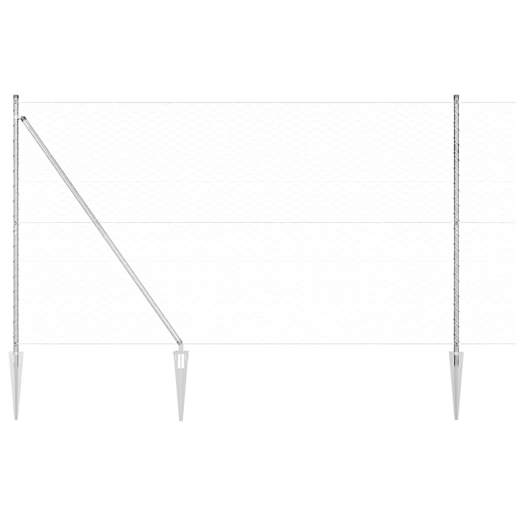 Zaun mit Pfosten Silber 1.5 x 25 m PVC-beschichteter Stahl