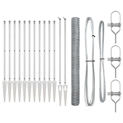 Zaun mit Pfosten Silber 1.5 x 25 m PVC-beschichteter Stahl