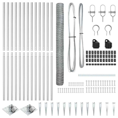 Zaun mit Pfosten Silber 1.5 x 25 m PVC-beschichteter Stahl