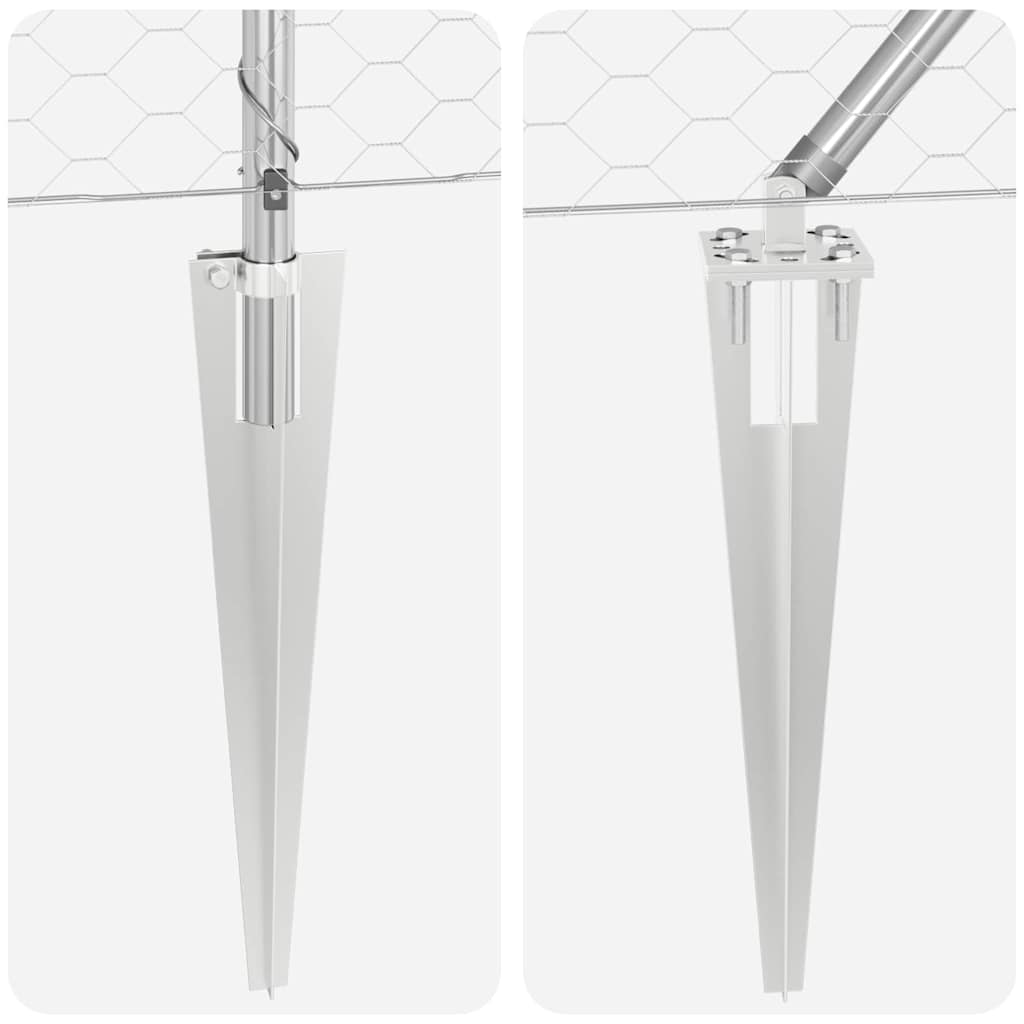 Zaun mit Pfosten Silber 0.4 x 50 m PVC-beschichteter Stahl