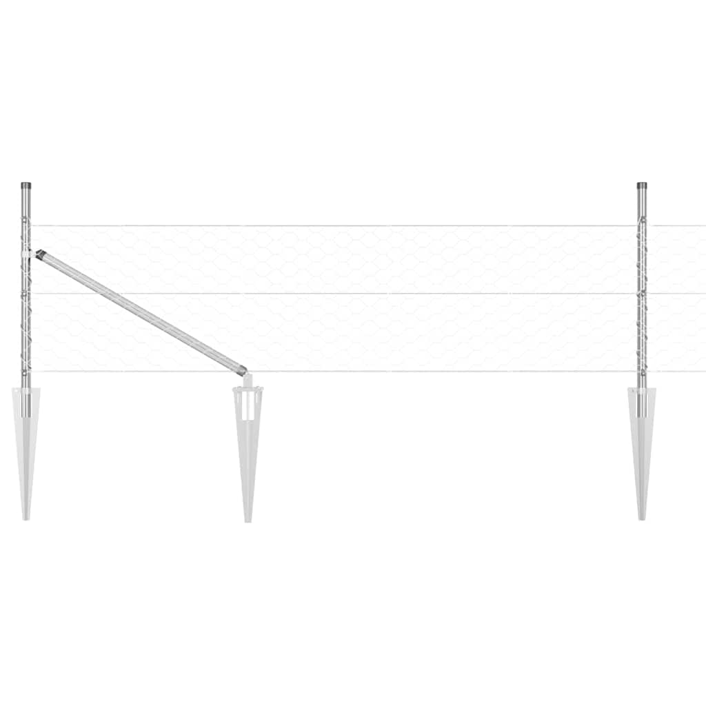 Zaun mit Pfosten Silber 0.4 x 50 m PVC-beschichteter Stahl