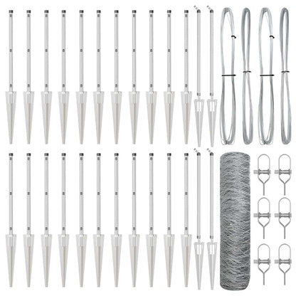 Zaun mit Pfosten Silber 0.4 x 50 m PVC-beschichteter Stahl