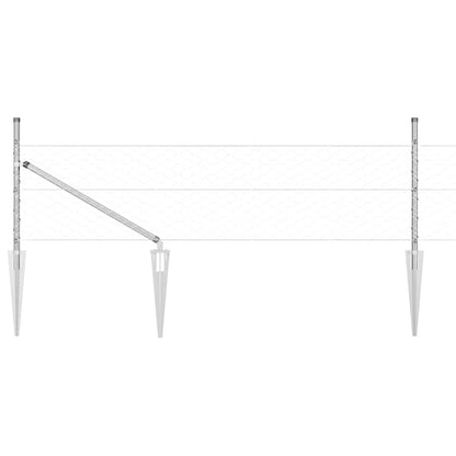 Zaun mit Pfosten Silber 0,5 x 50 m PVC-beschichteter Stahl