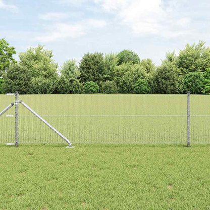 Zaun mit Pfosten Silber 0,6 x 50 m PVC-beschichteter Stahl