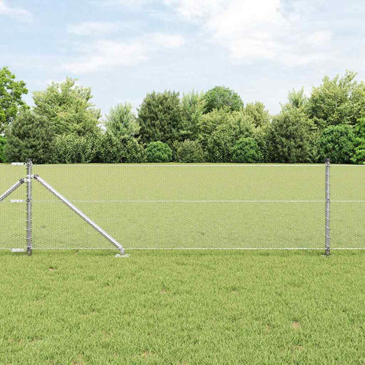 Zaun mit Pfosten Silber 0,6 x 50 m PVC-beschichteter Stahl